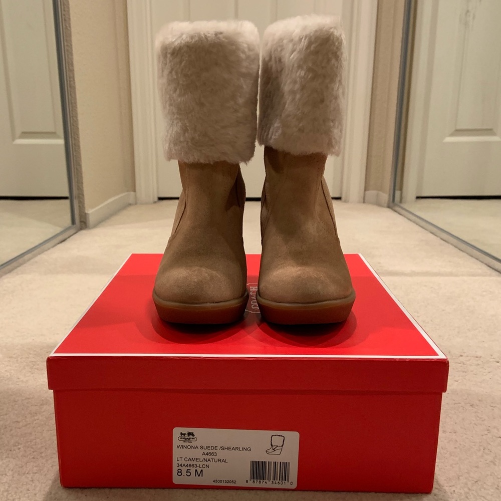 Coach Winona Suede/Shearling Booties